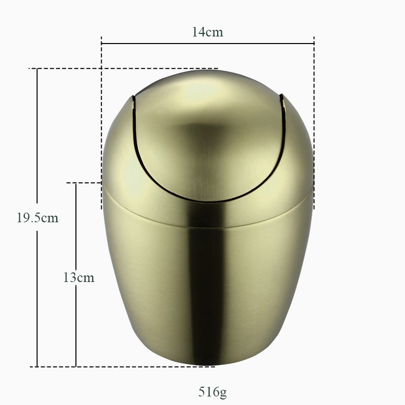 新款304不锈钢蛋形垃圾桶 彩色创意迷你家用桌上收纳桶摇盖式纸篓