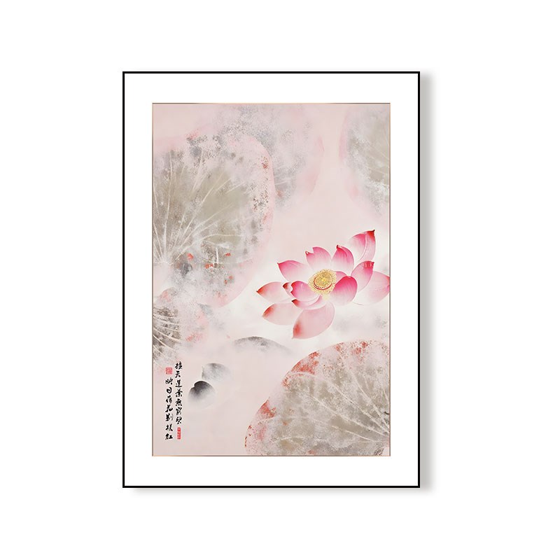 中国风荷花挂画新中式餐厅装饰画水墨国画唯美艺术壁画卧室床头画图片