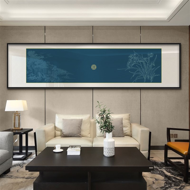 新中式梅兰竹菊茶室办公室装饰画国风四君子客厅沙发背景墙装饰画