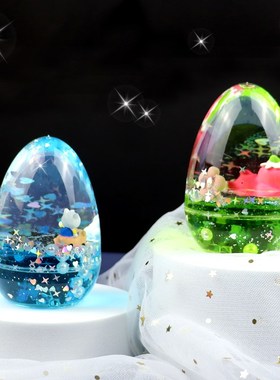 流沙玩具网红卡通漂浮沙漏小摆件蛋仔造型创意油滴流沙解压液体
