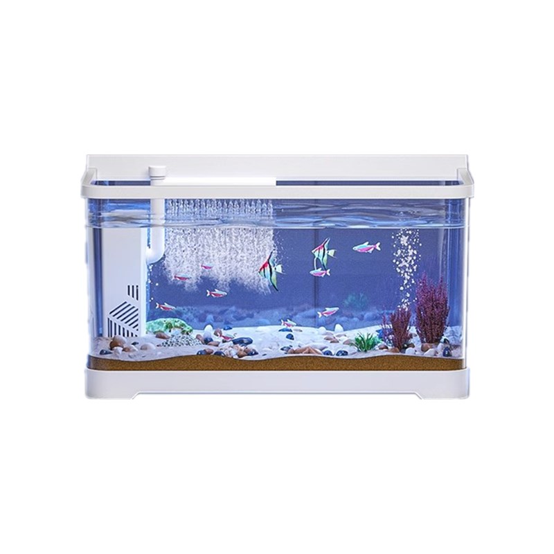 新款鱼缸客厅小型家用桌面生态金鱼缸带灯造景全套过滤制氧一体机