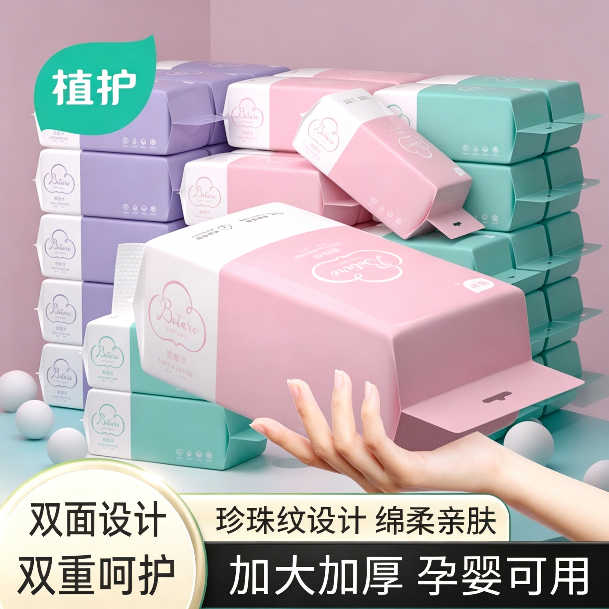 植护洗脸巾擦脸巾抽取式新生儿挂式洁面柔巾婴儿一次性绵柔巾