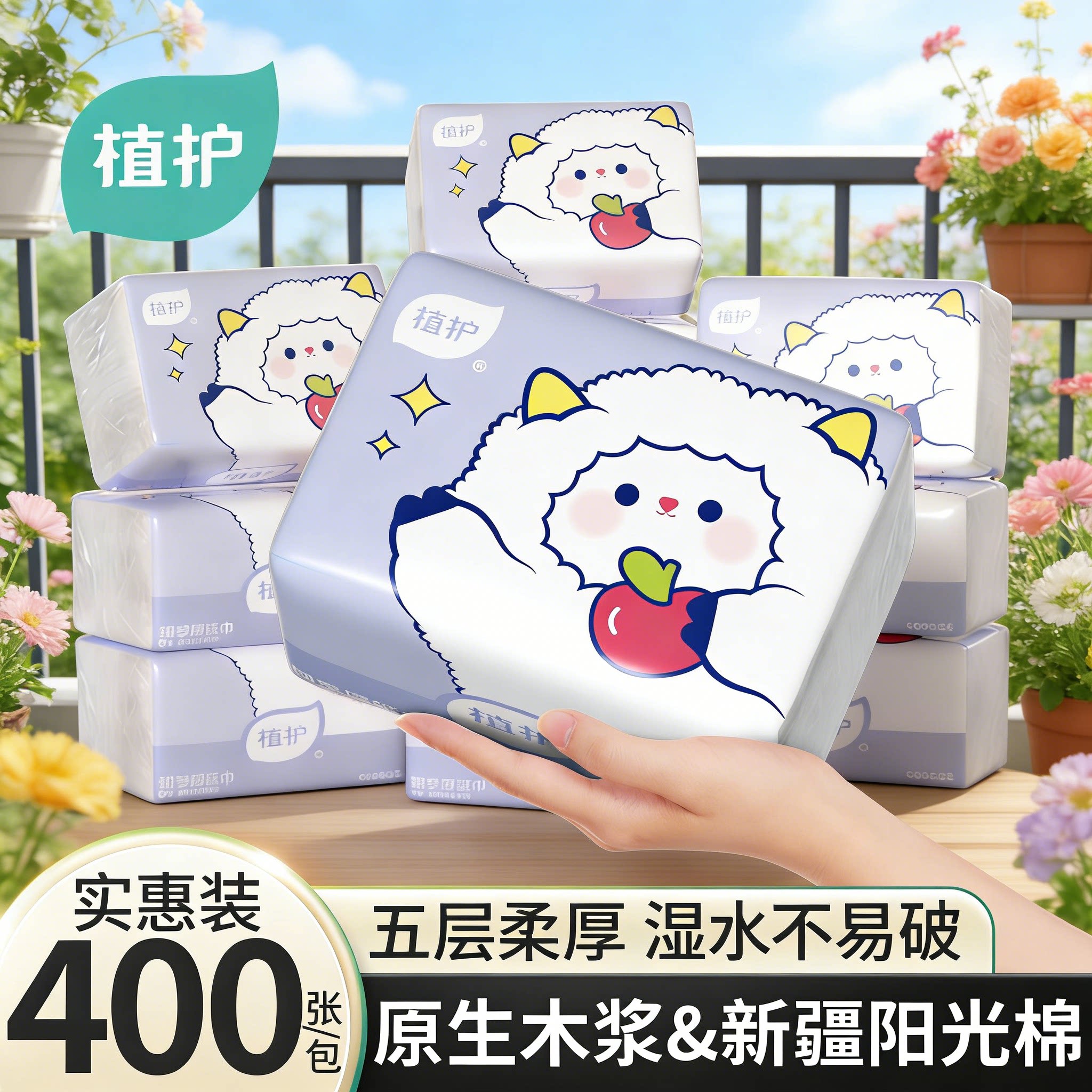 植护可以挂的大包抽纸家用实惠装整箱纸巾纸抽卫生纸面巾纸餐巾纸