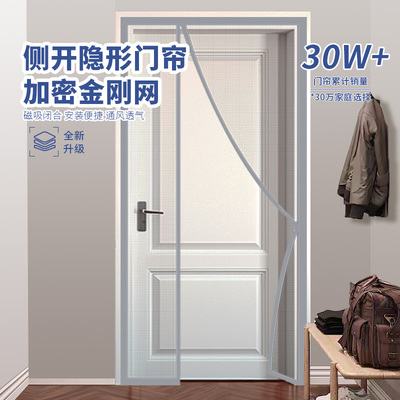 全磁条侧开门帘防蚊2025新款高档磁吸条强力夏天家用纱窗帘自粘门