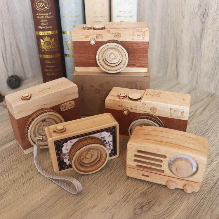 手工木制八音盒木质复古相机音乐盒学生情侣节日礼品盒毕业纪念品,家居饰品,音乐盒,淘宝优惠券,粉丝福利购,淘宝优惠卷