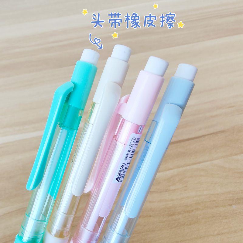 40支盒装自动铅笔带橡皮擦学生卡通铅笔绘画活动铅笔写不断芯软胶