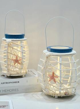 创意地中海风格家居夜灯半手工桌面摆设LED发光海洋风格摆件