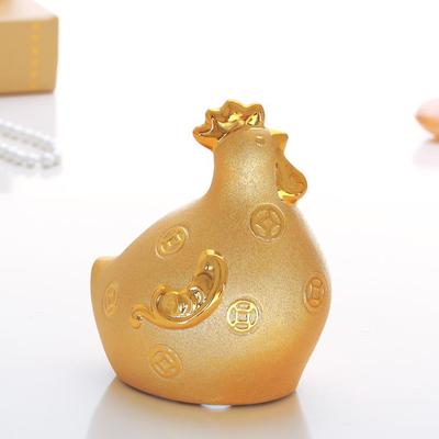 陶瓷情侣金鸡摆件公鸡母鸡存钱罐家居装饰品金兔子金鼠大号吉祥物