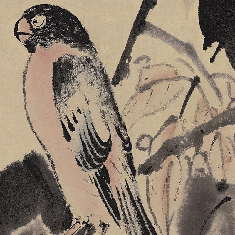 明 蓝瑛 秋色梧桐图名家字画真迹高清微喷复制复古装饰画客厅挂画