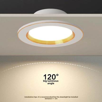 筒灯led嵌入式天花灯7.5公分三色变光家用客厅吊顶洞灯牛眼灯孔灯