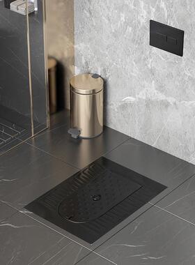 黑色翻盖带盖板蹲便器家用化妆室蹲坑嵌入式隐形隐藏暗装水箱套装