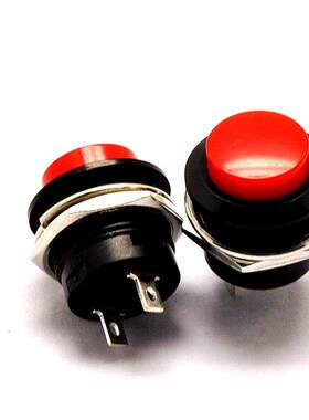 自复位点动电源按钮开关圆形R13-507一常开红色按钮 孔16MM