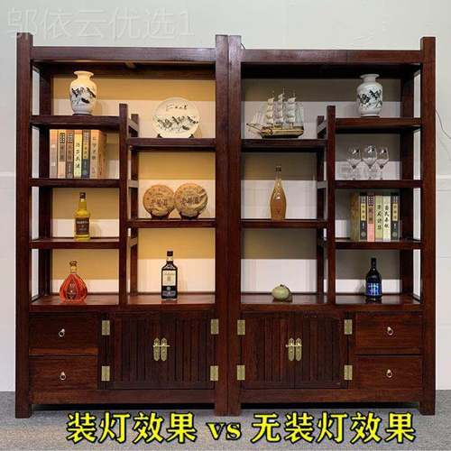 老船木博古架办展公室多宝阁新中式叶60704示柜实木书架隔置茶物