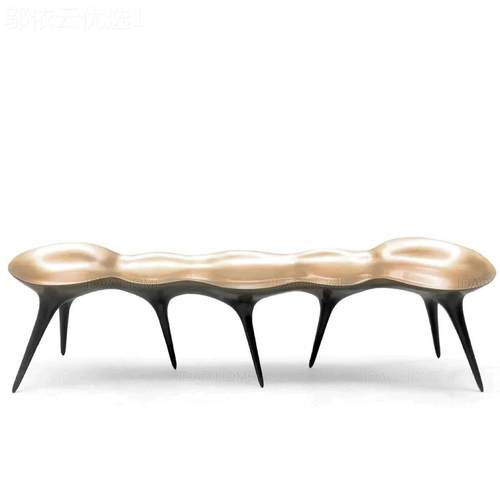 接酒店待餐厅雕塑艺术凳长现货MOP玻璃钢螺纹造型椅等候凳