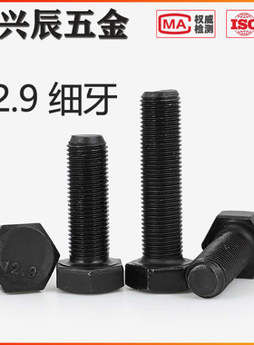 M36*3M39M42*2M48*3M56*4 12.9级发黑细牙外六角螺丝螺钉细扣螺栓