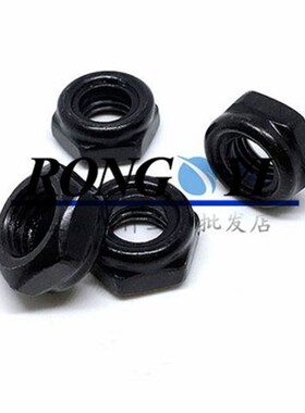 DIN985发黑锌尼龙防松自锁紧螺母,黑色六角防滑螺帽M3M4M5M6M8