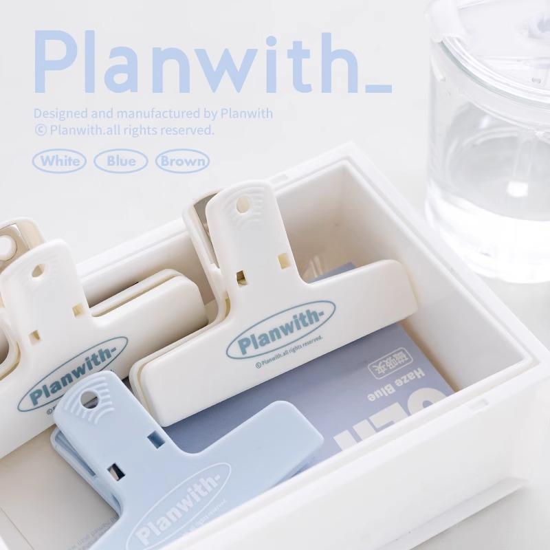 planwith手帐夹子多功能彩色塑料票夹ins风奶油色磁吸收纳飞机夹
