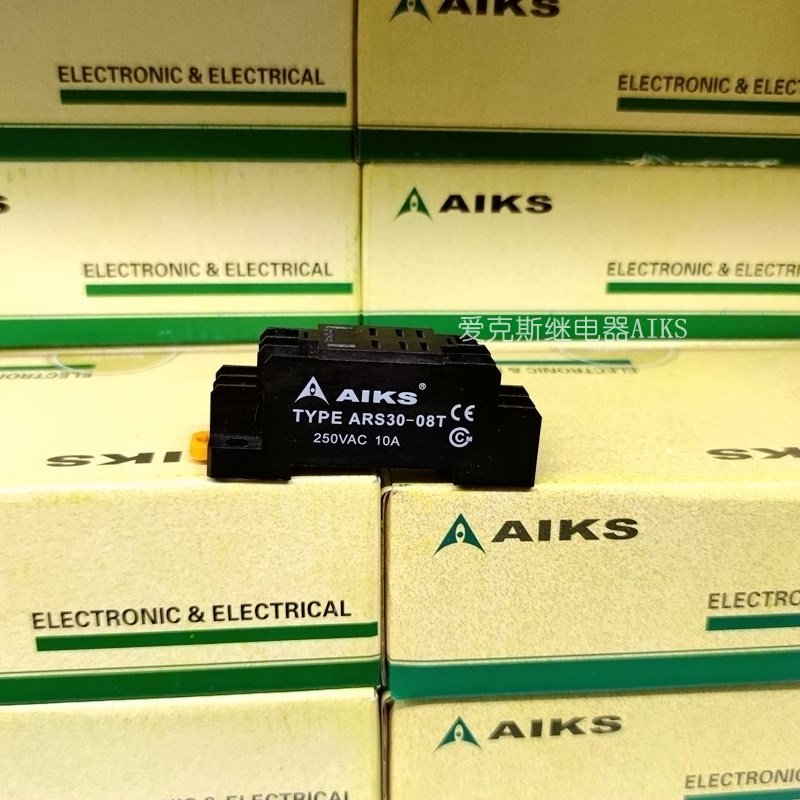 原装AIKS爱克斯继电器底座插座ARS30-08T导轨式10A8孔(PTF08A)