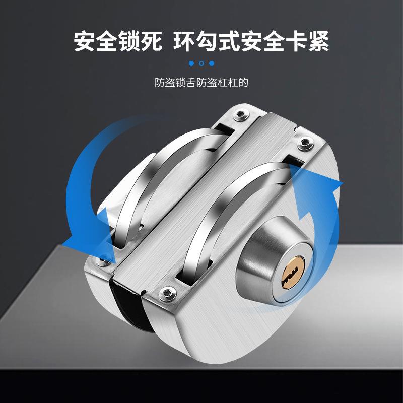 璃门锁玻璃门通用IPX型免开3孔04不锈钢全套单门双开玻销门锁直厂