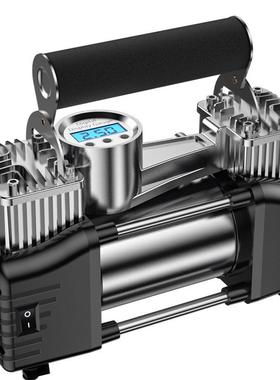 车载携充车动气泵打气泵汽用便式轮胎打气筒小轿76995车用双缸电