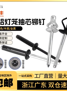 灯笼抽芯铆钉全铝大帽沿拉铆钉三爪黑色汽车用酒盒用拉钉铆钉拉花