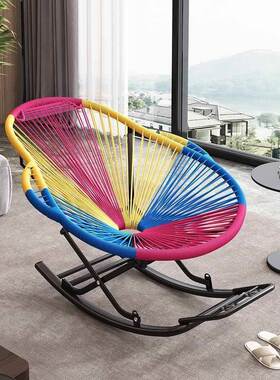 家用摇椅休摇摇懒人沙发躺椅大人彩色逍遥椅户阳台藤闲TYF椅午休