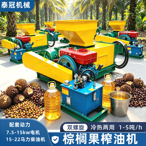 棕榈果双螺旋榨油机一吨2/3/5吨棕榈果仁榨油机电机柴油机