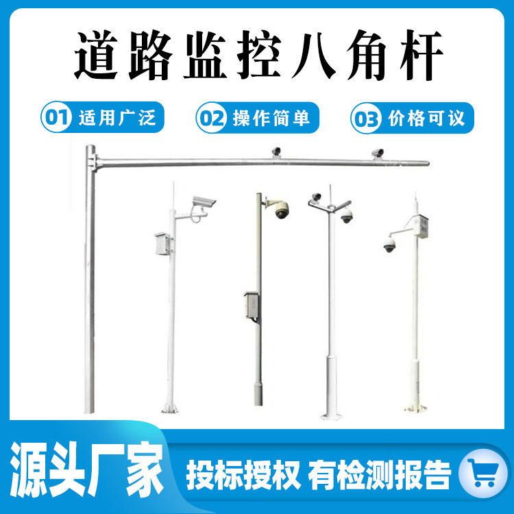 监控立杆小区简易街道道路用八角镀锌表面喷塑杆卡口监控器