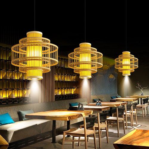 餐厅吊灯中式竹艺竹子灯笼茶室包厢店铺商用农家饭店日式禅意灯具