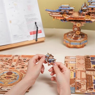 同趣拼装模型榫卯积木流云飞舸diy手工飞船拼图生日礼物男生玩具