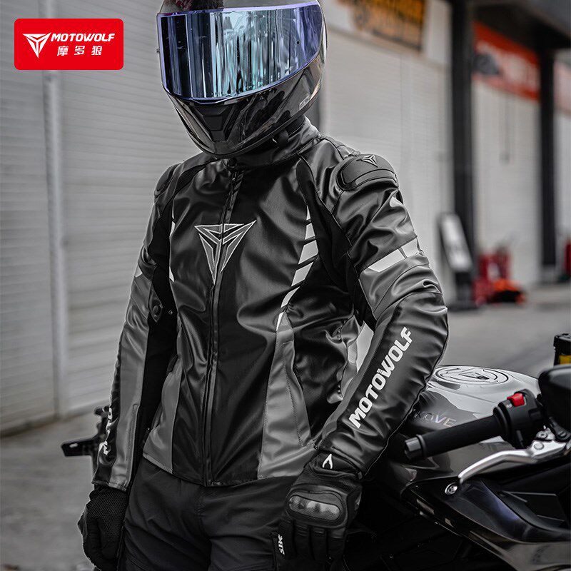 摩多狼摩托车骑行服男款皮衣CE防摔保暖防风骑士机车赛车服皮夹克