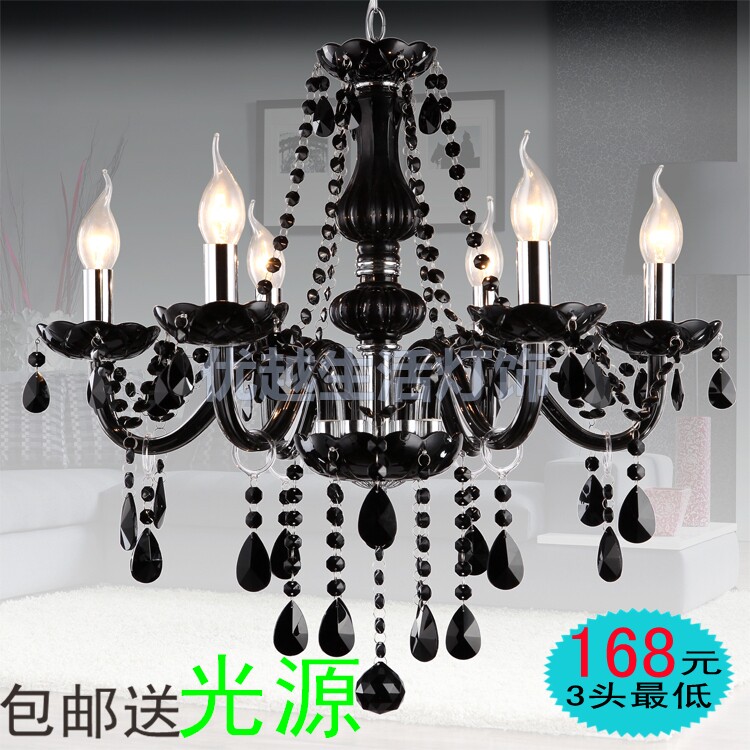 欧式黑色水晶吊灯黑色蜡烛灯适合客厅餐厅主题酒吧婚庆KTV等