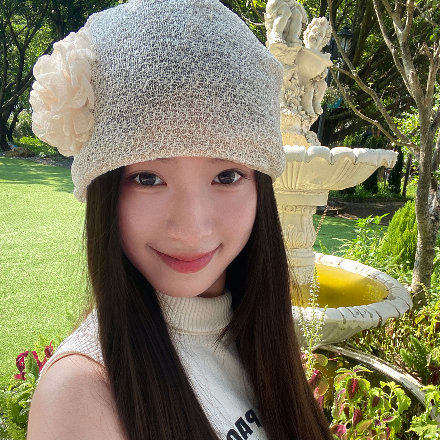 日系复古小众花朵堆堆帽
