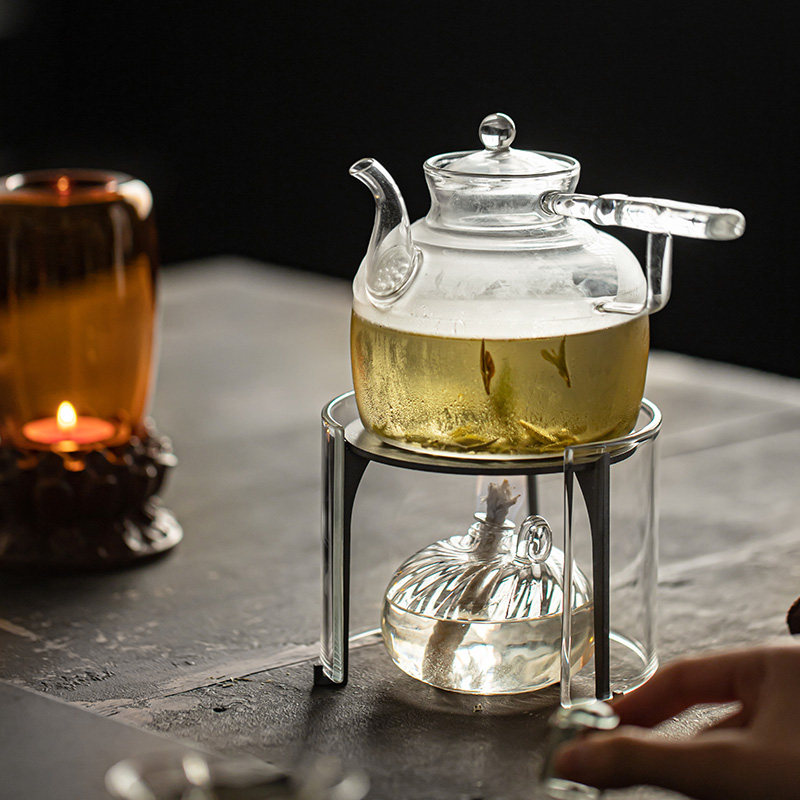 皓澜庭玻璃煮茶壶高档侧把壶酒精灯温茶壶电陶炉烧水壶花茶煮茶器