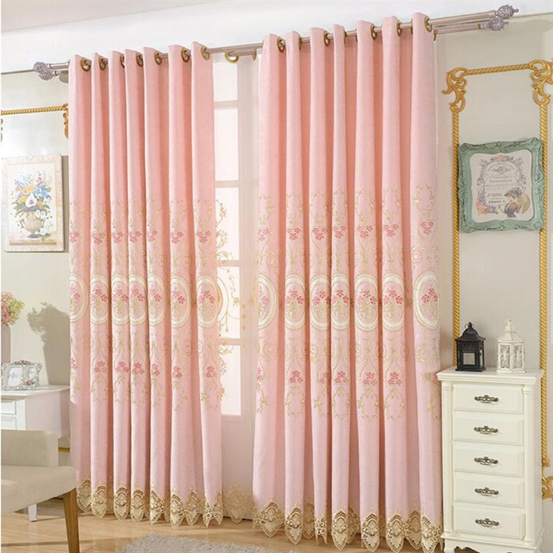 欧式高档雪尼尔绣花窗帘成品客厅卧室阳台落地窗加厚X遮光窗帘定