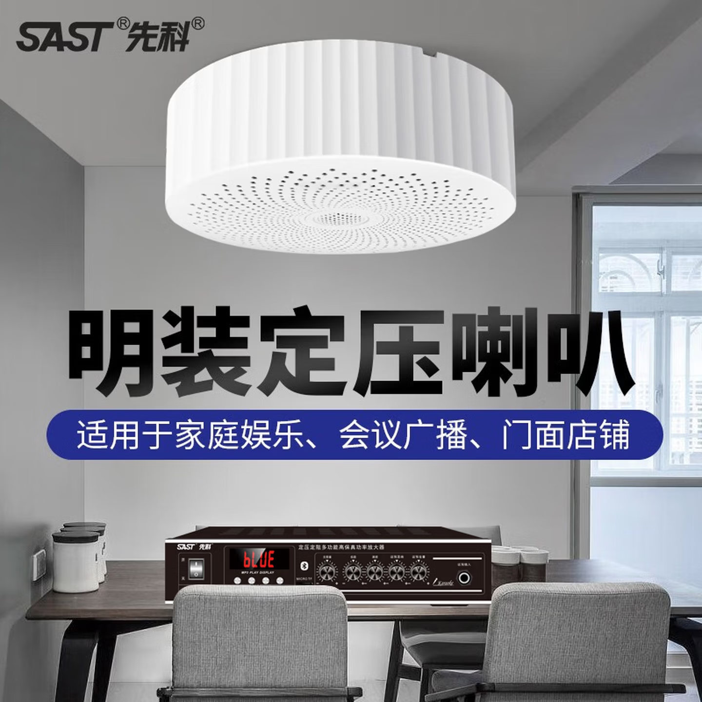 SAST/先科明装吸顶音响喇叭有线壁挂墙式吊顶背景音乐店铺奶茶店