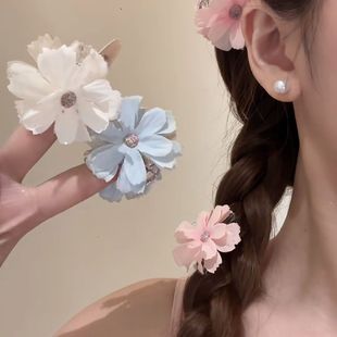 初恋小白花 氛围感淡雅花朵抓夹春夏超仙头饰海边度假风头花发夹