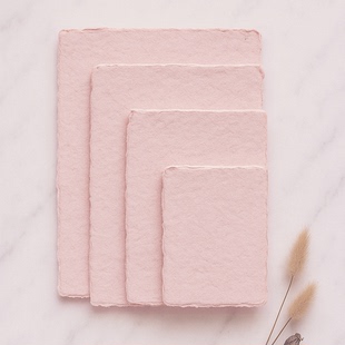 浅粉古法手工毛边纸 水彩纸 手账材料 请柬 誓言卡 贺卡 吊牌订制