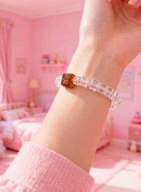 天然白水晶直切手串白水晶DIY手串