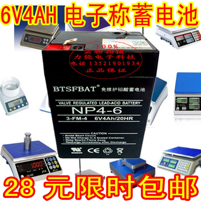 耀华英展钰恒惠而邦联贸理士DJW6V4.0AH电子秤电子吊秤仪表蓄电池