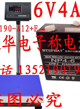 上海耀华电子称 蓝牙秤XK3190-A27E A12+E 蓄电池6V4AH电瓶3-FM-4