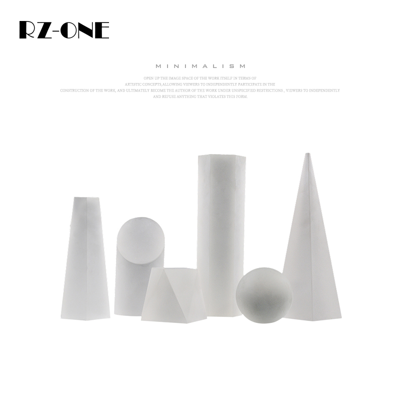 rzone 磨砂玻璃几何柱形圆柱摆件托盘内配饰书房桌面橱窗软装饰品
