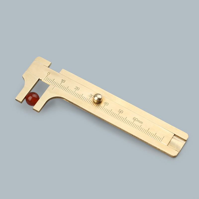 文玩卡尺高精度小型工业级黄纯铜德国进口迷你小型家用游标测量尺