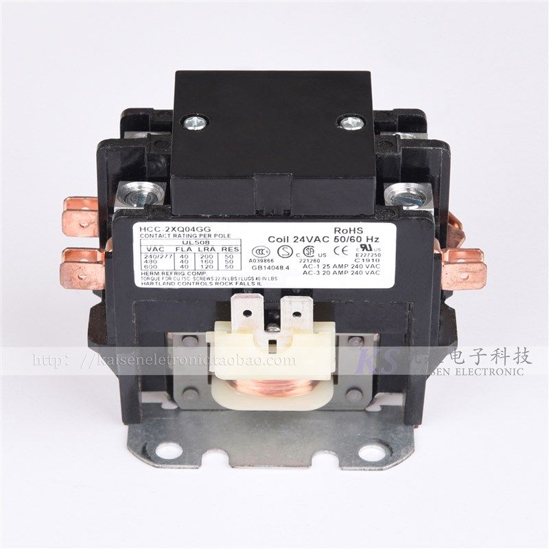 24V 40A 铝螺柱压线盒 HCC-2XQ04GG UL CSA高负载双极交流接触器