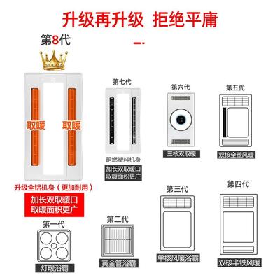 雷仕智照明浴霸集成吊顶风暖排气扇一体卫生间双摆页双取暖机浴室