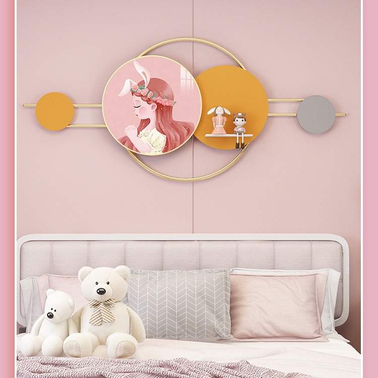 新款金属画儿童壁挂画立体玄卡通墙面晶瓷组合装饰画壁饰置物架图片