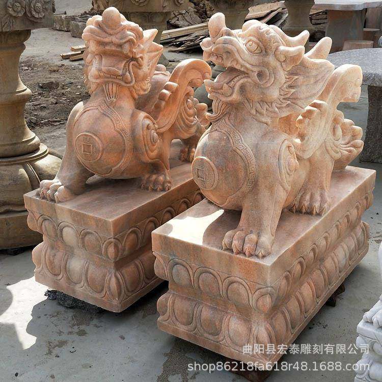 晚霞红大理石麒麟摆件工厂现货石雕麒麟貔貅雕塑,智能设备,其他智能设备,淘宝优惠券,粉丝福利购,淘宝优惠卷