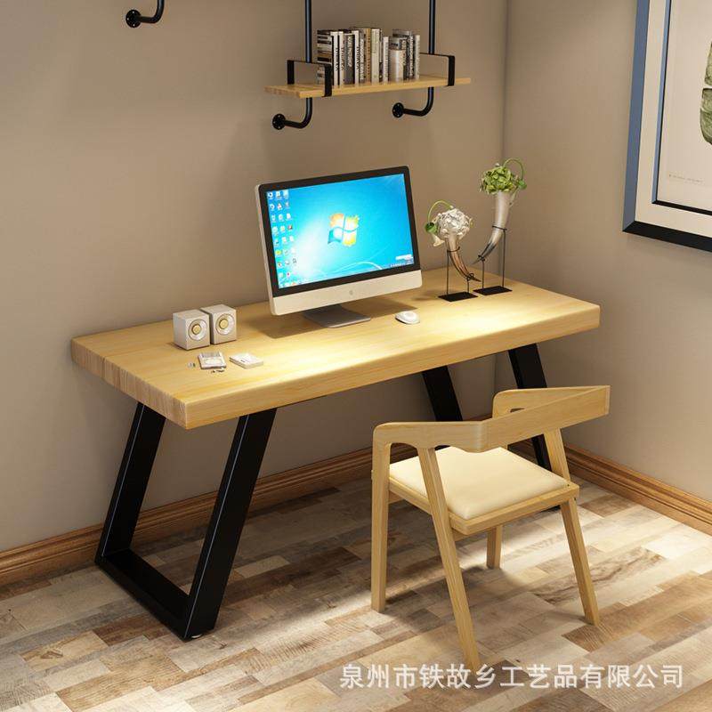 简约实木单人书桌家用书房写字电脑桌子工作室职员办公桌椅组合