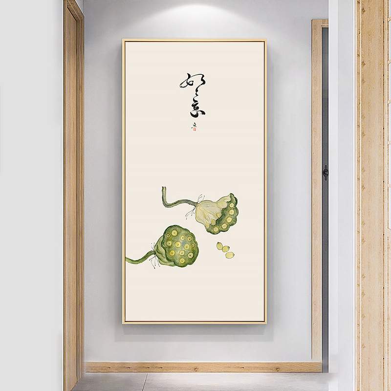 茶言观色禅意新中式水果装饰画日式壁画如意橙色柿子餐厅玄关挂画图片