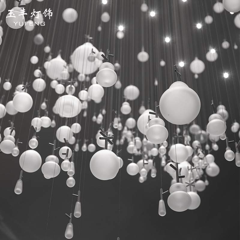 现代简约雨滴婚礼客厅餐厅吊灯宴会厅装饰灯复式楼别墅楼梯吊线灯